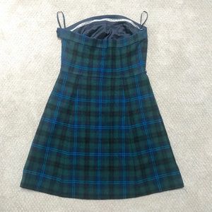Strapless Blue/Green Plaid Mini